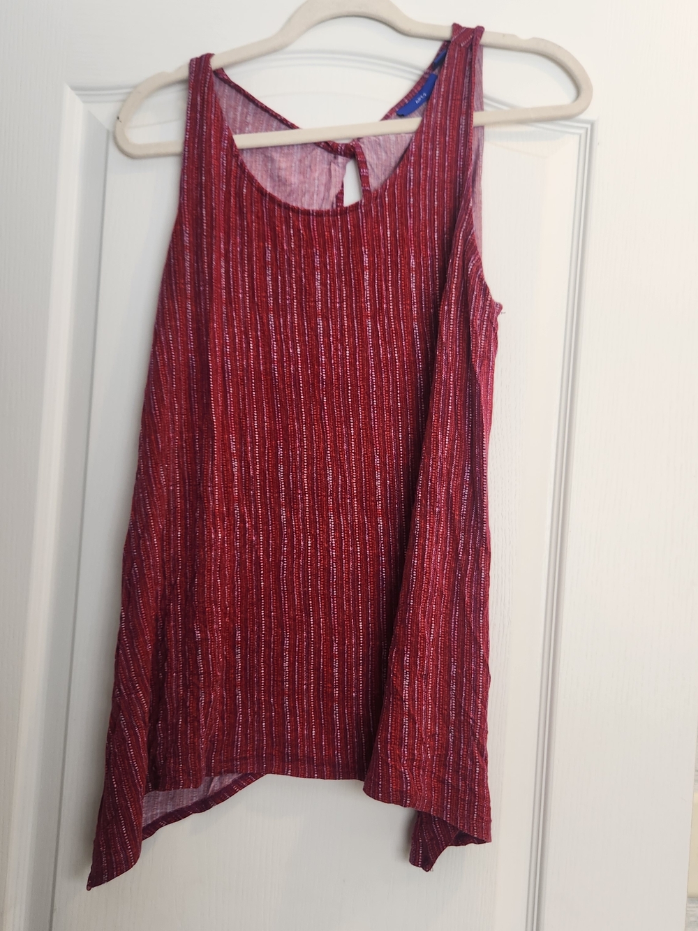 Apt. 9 Red Metallic Stripe Sleeveless Swing Tank M Euc